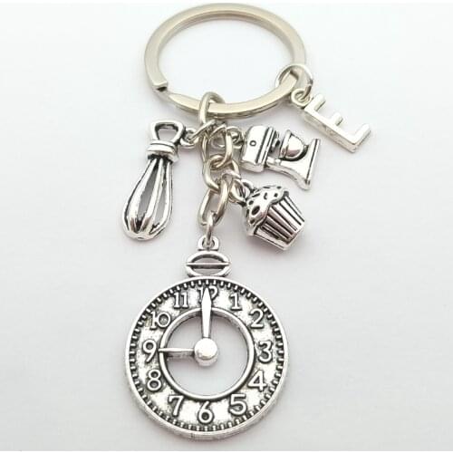 1 piece of letters A-Z cooking keychain chef book cake charm chef bakers gift baking accessories cake maker keychain