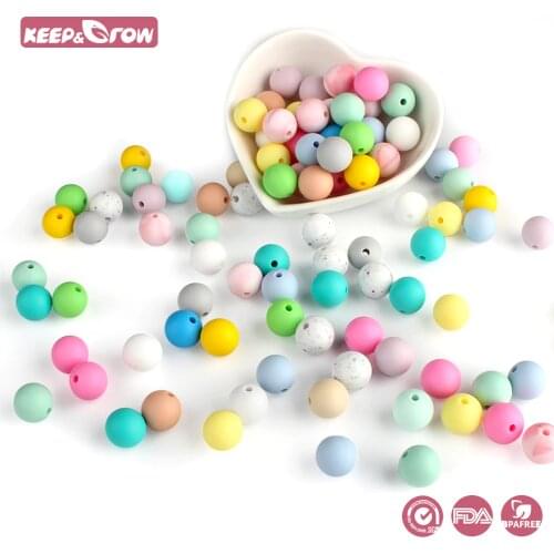 Keep&Grow 500Pcs 12MM Silicone Round Beads BPA Free Baby Teethers Perle silicone Baby Teething Beads DIY Pacifier Chain Tools