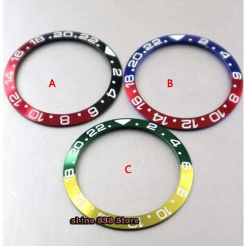 Watch parts 38mm Full Red aluminum Bezel with white mark Insert for 40mm Automatic Watches