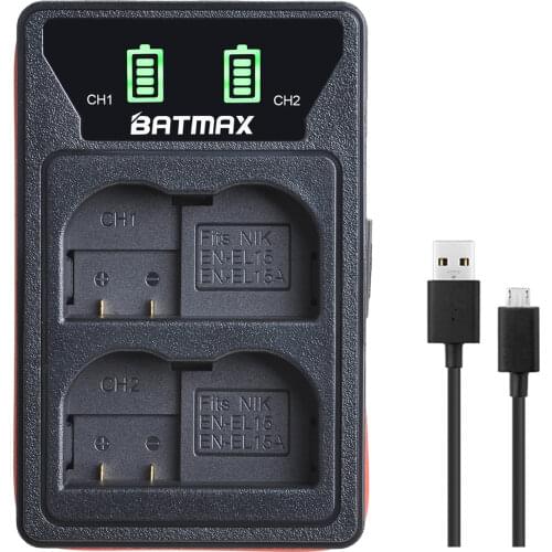 Dual USB Charger for Nikon EN EL15 EL15A and Nikon 1 V1, D600, D610, D750,D800, D800E, D810, D7000, D7100,D7200 Camera Batteries