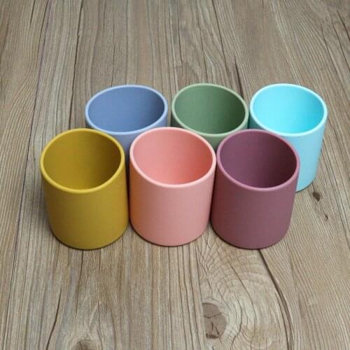 Food Grade Infant Baby Silicon Snack Cup Baby Drinking Training Water Cup Travel Silicone Coloured Portable Outdoor Handcups