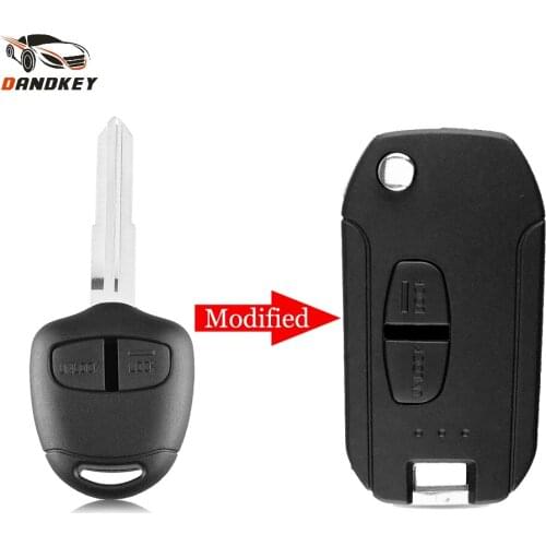 Dandkey Modified 2 Button Car Remote Key Shell Case For Mitsubishi Outlander Lancer Evolution Grandis Folding Flip Key Case