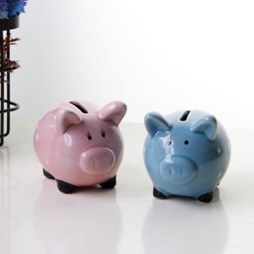 Cartoon Blue Pig Shaped Money Boxes Children Toys Birthday Gift Home Decor Money Saving boxes Piggy Bank 1Pcs Coins Storage Box