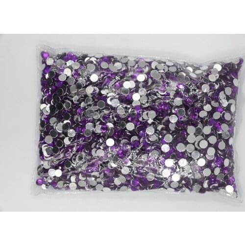 Red Amethyst Color 1.5~12mm Flat Back Round Acrylic Rhinestones Beads,3D Acrylic Nail Art / Garment Decoration