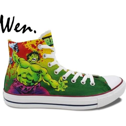 Wen Boys Girls Hand Painted Shoes Design Custom Hulk Deadlifters Men Womens High Top Canvas Sneakers for Birthday Gifts