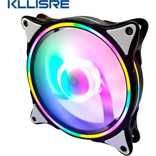 Kllisre LED Case Fan 120mm Fans Silent Sleeve Bearing 4pin Desktop PC Fan Computer Cooling Cooler CPU Coolers Radiators