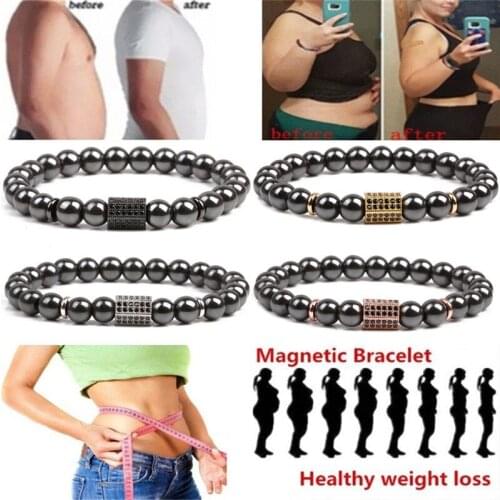 Magnet Therapy Slimming Bracelet Obsidian Anti fatigue Black Stone Fat burn slim bracelet body shape Weight Loss Health care
