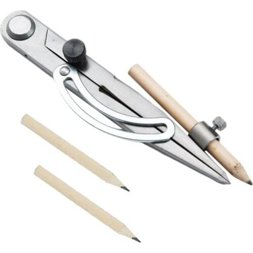 Metal Wing Divider Scribe Tool Leather Compass with Pencil Holder Rotating Compass Leather For Construction Handicraft