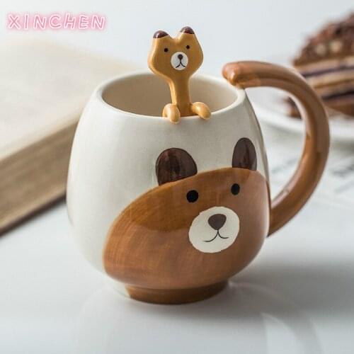 Cute Children Breakfast Mugs 450ml Panda Bear Frog Shaped Cups Ceramic Coffee Cups Office Water Juice Cup Kitchen Drinkware