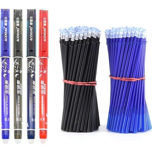 10pcs Transparent Friction Grinding Magic Erasable Pen 0.5mm Refills ChildrenS Student Gifts Stationery School Office Supplies