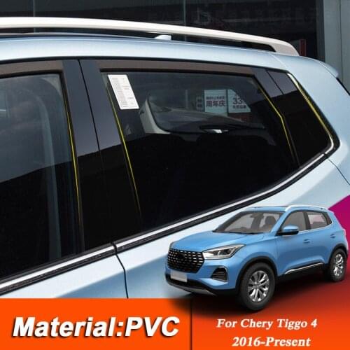 Car Styling PVC Stickers For Chery Tiggo 4 2016-Present Car Window Trim Sticker Middle Column Stickers External Accessories