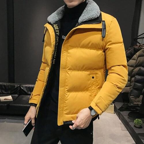 New Winter MenS Fashion Korean Wool Collar Young Warm Short Bread Coat Cotton Padded Jacket Boy Student