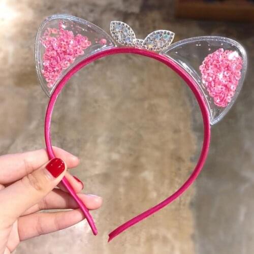 Lovely Durable Cats Ear Crown Bright-Colored Quicksand Princess Headband Hair Hoop Flash Card Headwear Cosplay Daily Party Wear