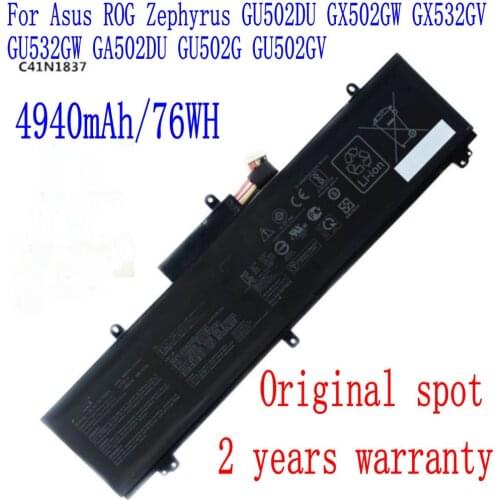 100% Brand New 4940mAh/76WH C41N1837 Battery For Asus ROG Zephyrus GU502DU GX502GW GX532GV GU532GW GA502DU GU502G GU502GV Laptop