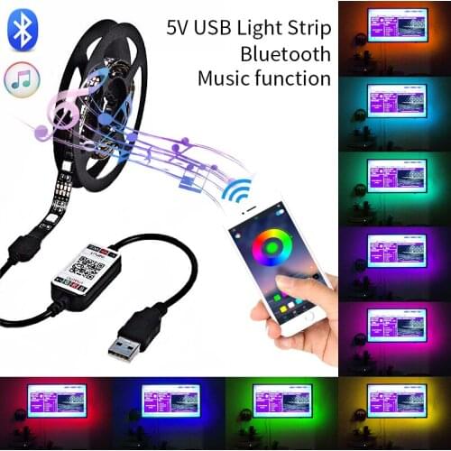 USB LED Light Strips Bluetooth Controller Flexible RGB 5050 Decoration BackLight Lamp Night light Luminous String For Bedroom