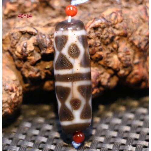 Tibetan Old Agate Oily Patina Big Cinnabar Dots KingKong 8 Eye dZi Bead Amulet A LKbrother Saurces Top Quality Garrentee