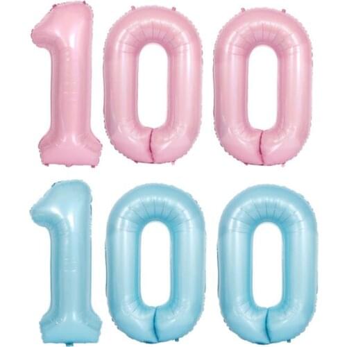 40 inch Pearl Blue Pink Digital 100 Foil Balloon for Kid Party Decoration