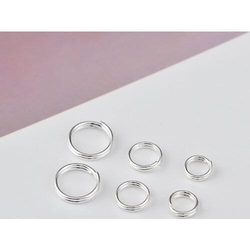10pcs S925 sterling silver DIY jewelry material double ring key ring connecting ring handmade beading plain silver accessories
