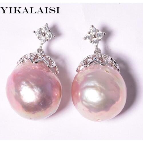 YIKALAISI 925 sterling silver Jewelry for women 100% real pearl Jewelry Baroque earrings 12-13 natural pearl jewelry 2018 gifts