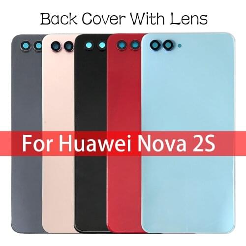 New For Huawei Nova 2S Battery Back Cover Rear Door With Camera Lens Replacement Housing