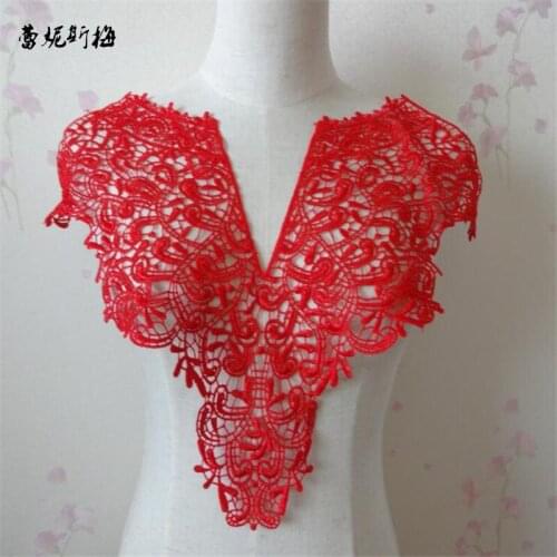 1Pc 3Colors Polyester Super Quality Fabric Venise Lace Beautiful Flower Applique Lace Collar DIY Craft 42X 42cm