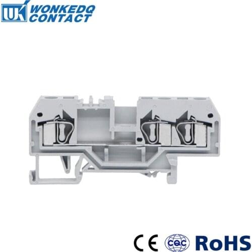 10Pcs 281-681 Connector DIN Mount Spring Cage Connection Terminal Blocks 3 Conductor through