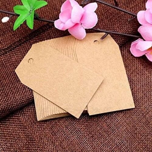 100Pcs Brown Kraft Paper Tags With Hole For Wedding Or Party Decoration Gift