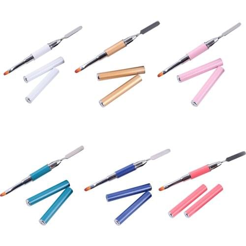 2-In-1 Double-Ended Nail Art Makeup Pen Nail Brush And Picker Stainless Steel Gel Color Bar Flower Brush Manicure Accessories