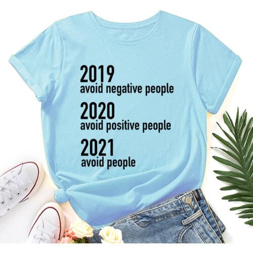 2021 Avoid People Quarantine Sarcastic Womens Short Sleeve T Shirts Graphic Tops Female Cotton Summer Casual Tee Shirts