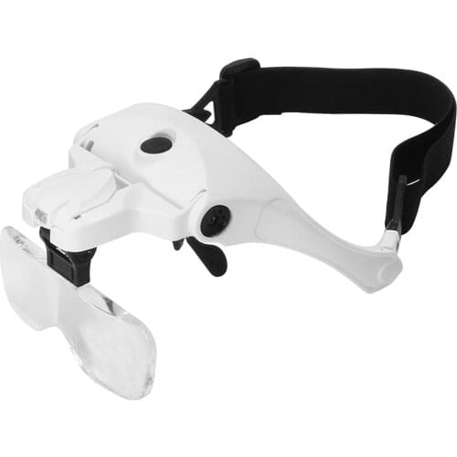 5 Lens 1.0X-3.5X Adjustable Bracket Headband Glasses Magnifier Loupe with 2 LED Lights and USB Charge Goggles Magnifying Tool