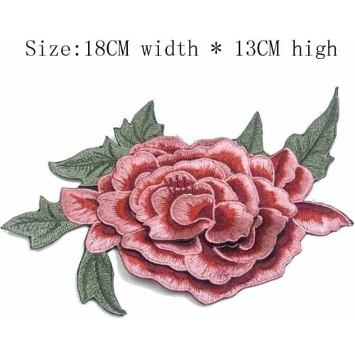 7" wide 3D Rose Embroidery Patch Appliqued Embroidered Patch Iron on Sew on Garment Corsage Shoes