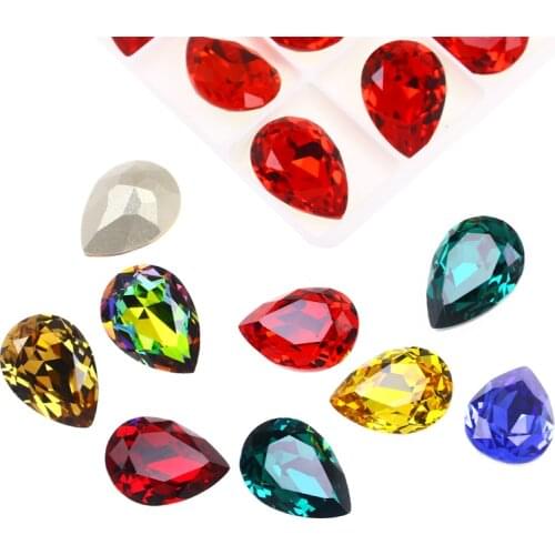 Teardrop pointback Drop strass Rhinestones For Nails Art Decorations Crystal Glass Stone Nail Rhinestone applique cristal