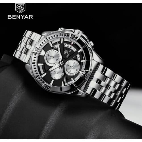BENYAR Mens Watches 2021 Quartz Watch For Men Top Brand Luxury Chronograph Waterproof Military Sport Business Clock Reloj Hombre