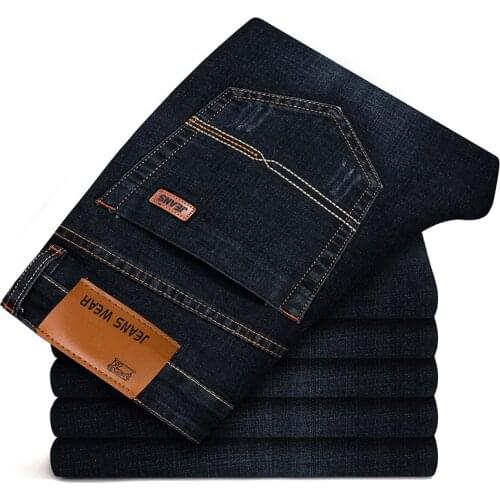 Mens Jeans Summer Straight Black Blue Jeans Casual Thin Denim Pants Fashion Mens Jeans Stretch Slim Denim Trousers