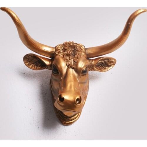 EUROPEAN CREATIVE ANIMALS HEAD WALL DECORATION LIVING ROOM DECORATIVE CREATIVE PENDANT RESTAURANT WALL HEAD HANGING CRAFTS RESIN
