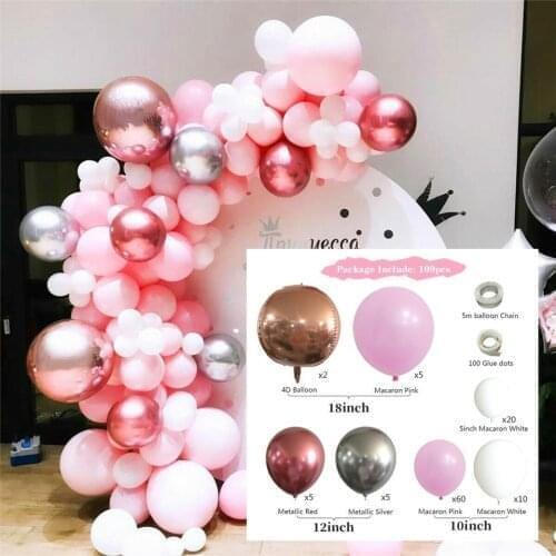 Balloon Garland Arch Kit Chrome Pink White Rose Gold 4D Ballon for Baby Shower Wedding Birthday Party Decor Globos Balloon