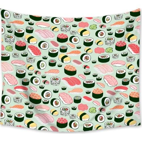 Japanese Style Sushi Tapestry Wall Hanging Tapestries Bedspread Art Decor Blanket Throw Towel Window Curtain Yoga Mat