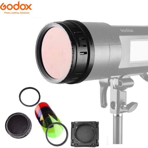 Godox BD-08 Barn Door with Honeycomb Grid and 4 Color Gel Filters for Godox AD400Pro Outdoor Flash(Red Yellow Blue Green)