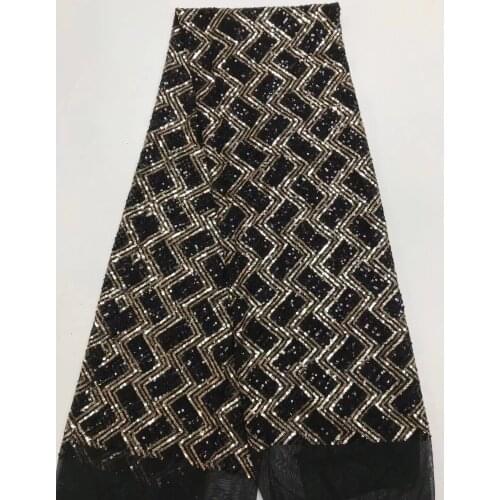 Hot sale African lace fabric high quality fashion sequined lace fabric French tulle mesh lace fabric for party D4395