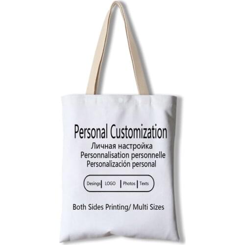 Personal Custom Tote Bag Shopping Add Your Text Print Original Design Unisex Fashion Travel Canvas Shoulder Bags Outdoor Leisure