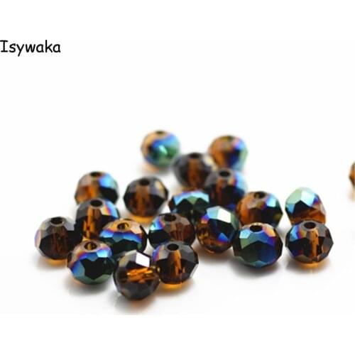 Isywaka Brown Colorful Colors 4*6mm 50pcs Rondelle Austria faceted Crystal Glass Beads Loose Round Beads for Jewelry Making