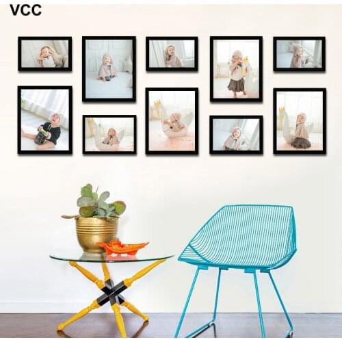10 Pcs Classic Photo Frame For Wall Hanging Home Decor Photo Wall Wedding Couple Recommendation Black White Pictures Frames