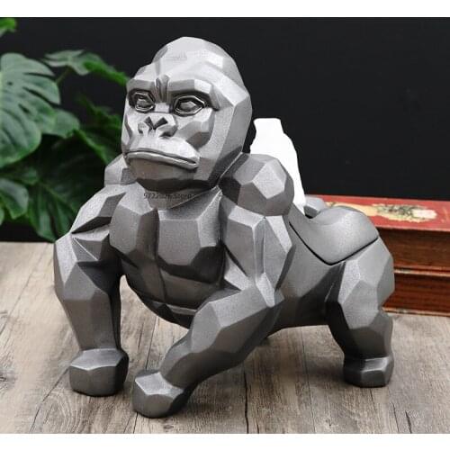King Kong Geometric Orangutan Tissue Box Resin Sculpture Decoration Modern Household Tissue Box Home Decoration Accessories