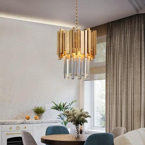 Chandelier post modern simple dining room lamp designer model room lamp villa gold single head crystal chandelier