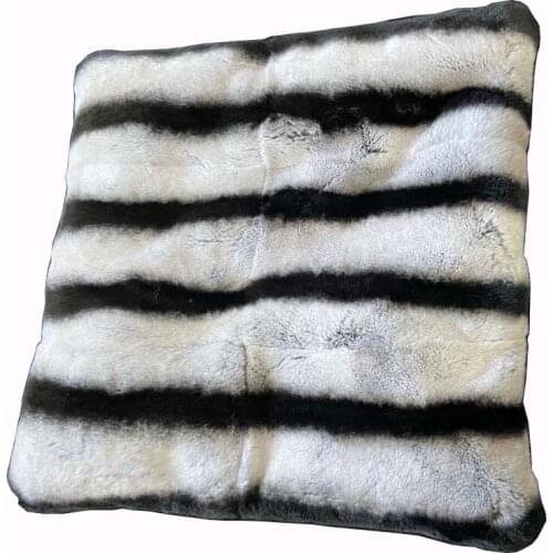 MS.Softex Natural Rex Rabbit Fur Pillow Case Chinchilla Design Real Fur Cushion Cover Soft Pillow Cover Homes Decoration