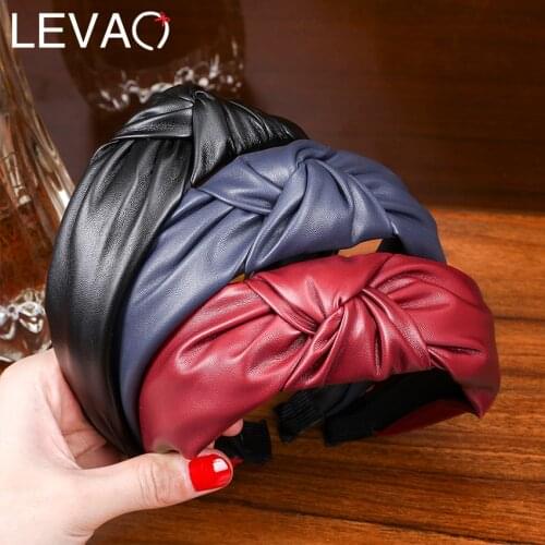 Levao New Fashion PU Leather Headband For Women Bow Knotted Hair Hoop Bands Female Hairband Boutique Headdress Dress Accessories