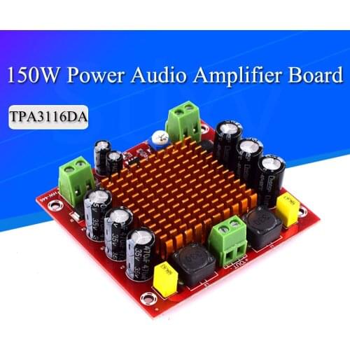 Digital Amplifier Board TPA3116DA TPA3116 150W D2 Mono Channel Digital Power Audio Amplifier Board XH-M544 DC 12V 24V
