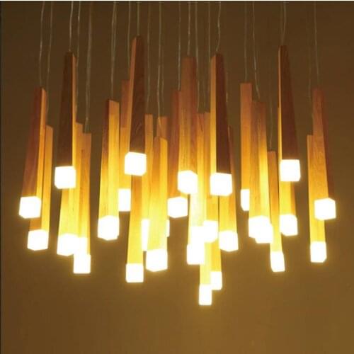 Wood Stick Pendant Lamp Light,Kitchen Living Room Shop Decoration Modern Bedside Natural Wood Pipe Pendant Lights