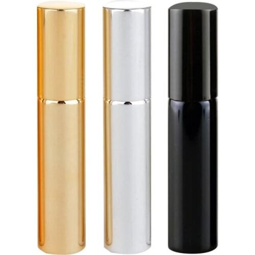 50pcs/lot 10ml Portable UV Glass Refillable Perfume Bottle With Aluminum Atomizer Spray Bottles Sample Empty Containers