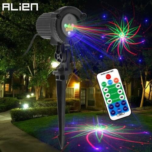 ALIEN RGB 8 Patterns Outdoor Waterproof Moving Laser Light Projector Garden Holiday Christmas Party Tree House Wall Lighting